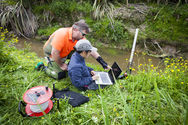 Andrew and Anh water sampling Wairua