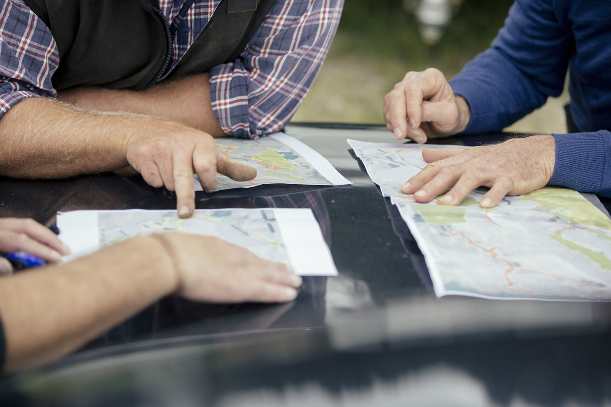 Pointing at map