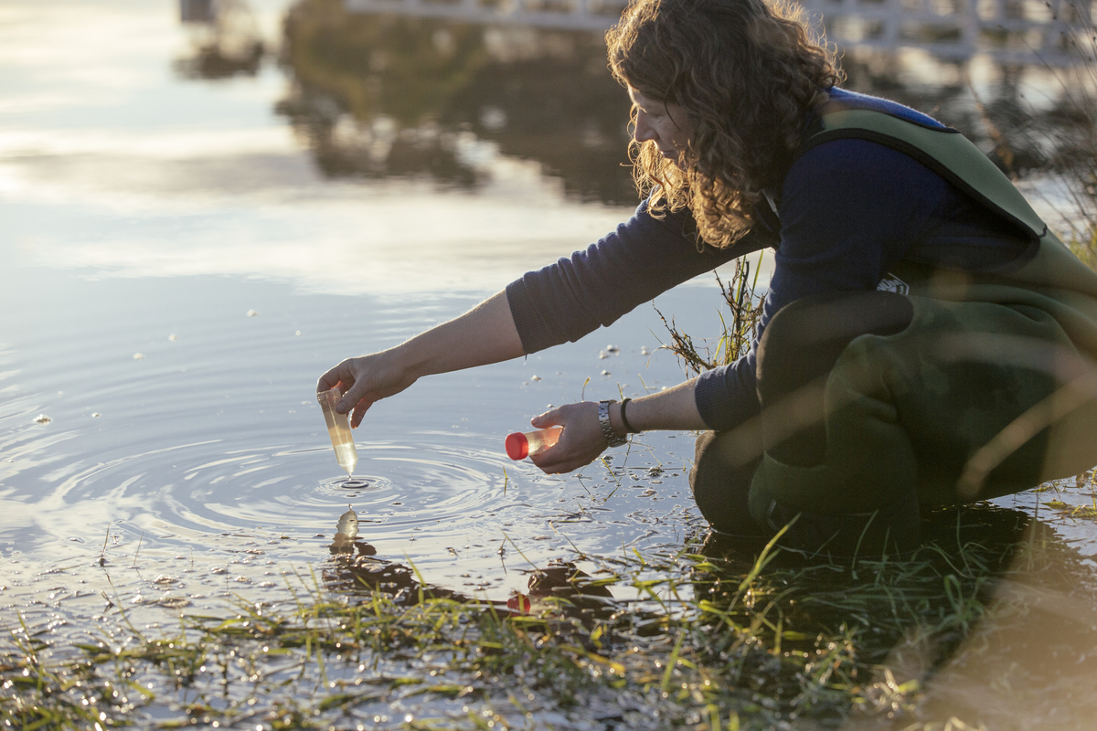 Nicki getting water sample